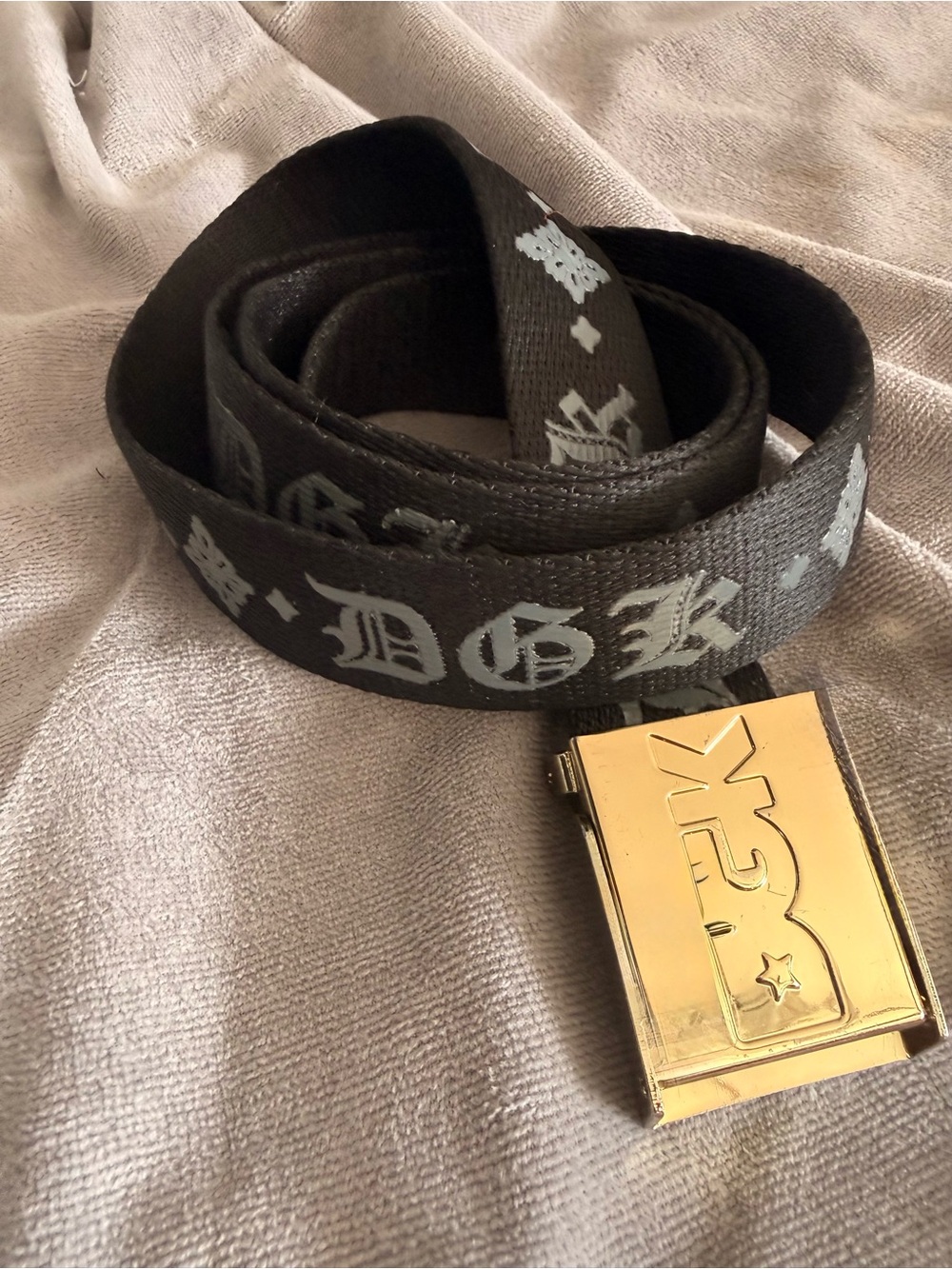 DGK Black Web Belt with Gold Logo Buckle